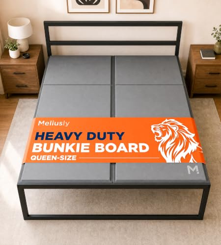 Meliusly Heavy Duty Bunkie Board Queen Size (60x80) - Under Bed Support | Non-Slip Breathable Support – Ultra-Low 0.4 Profile, Noise-Free, Silicone Grip, Anti-Sag Slat Foundation, Moisture Resistant