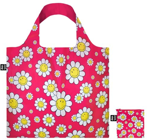 LOQI SMILEY Flowers Raspberry Recycled Bag