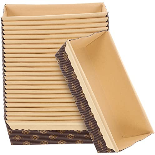 FELTECHELECTR 25stücke Papier Brotbackformen Einweg Backformen Papier Förmchen Zum Backen Von Brot Toast Und Chiffonkuchen Hergestellt Aus Robustem Papiermaterial
