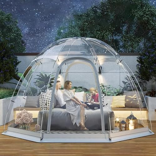 Gartenpartyzelt – Kuppel-Blasenzelt, aufblasbare Kuppel, tragbares transparentes Zelt for 8–10 Personen, klares Blasenhaus for den Außenbereich, wasserdicht, durchsichtiges Wetterpod for Camping, Terr