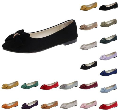 Flats Shoes for Women Size 6 Formal Casual Pumps Work Smart Office Comfort Shoes Ladies Ballet Ballerina Pointed Toe Flats Shoes Womens Ballet Shoes Black