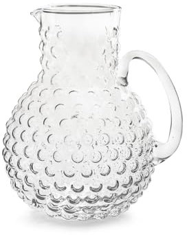 H&H, Brocca Bubble in Vetro Bocciardato Trasparente da 2,3 Litri - Elegante, Sofisticata e Lavabile in Lavastoviglie