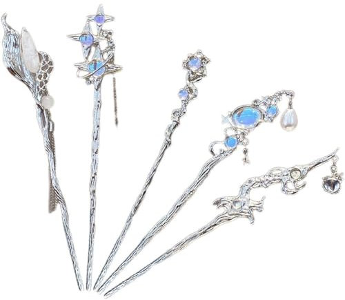 Lpitoy 5 Pezzi Bastoncini per Cinesi Bacchette per Vintage Fermagli per con Nappe Accessori per Hanfu per Decorazioni per per Ragazze