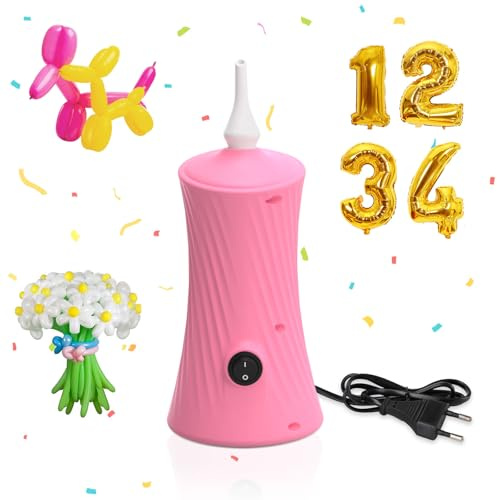 PlusFive - Bomba eléctrica para globos largos y hoja de aluminio, bomba de globo portátil, bomba de inflado para globos de cumpleaños, boda, Navidad y decoraciones de fiesta