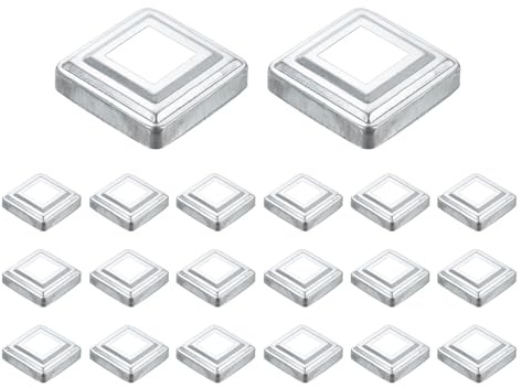 sourcing map 20Pcs Post Base Cover, 3x3 (Internal Size 1.25x1.25) Metal Integral Style Post Skirt, Porch Column Wrap for Post Fence Deck Cable Railing Baluster Stair Rails, Silver