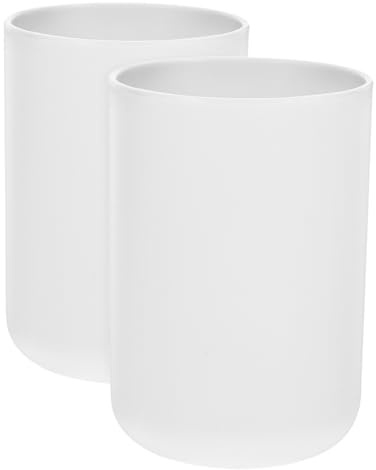 LABRIMP 2 Vasos para Cepillos de Dientes de PP, 300ml, Reutilizables y Ligeros, para Baño y Enjuague Bucal, Color Blanco