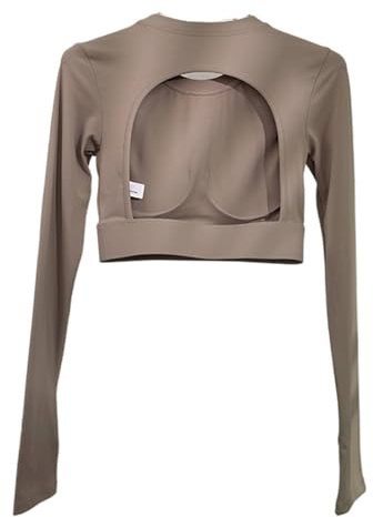 Top Palestra Abbigliamento sportivo da donna a maniche lunghe con scollo posteriore scavato indietro Abbigliamento sportivo da palestra sexy Top sportivo da fitness Crop Top femminile a maniche lunghe