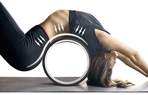 KIMISS Yogahjul för Ryggsmärtlindring - Premium PU -gummi Fitnesscirkel för Stretching och Bodybuilding träning (Svart innerring)