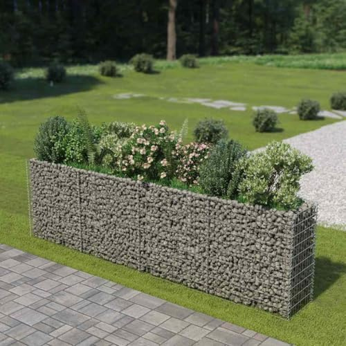Gabionen-Hochbeet Verzinkter Stahl blumenkübel Outdoor pflanztopf Outdoor for Terrasse Innen 360×50×100 cm