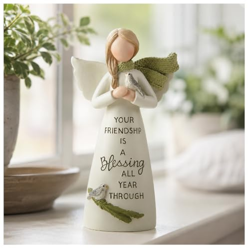 Friendship Blessing Angel Figurine, Mini Guardian Angel Statue with Bird
