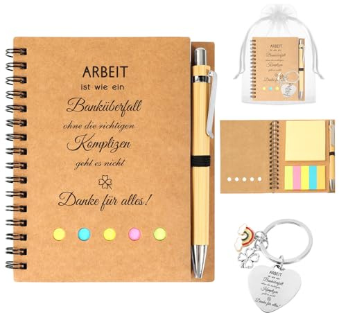 Abschiedsgeschenk Kollegen, Hochwertiges Kollegen Geschenk Set, Perfekte Geschenke für Kollegen zum Abschied Kollegin, Inklusive Notizbuch und Schlüsselanhänger für Jobwechsel oder Abschied Kollegin
