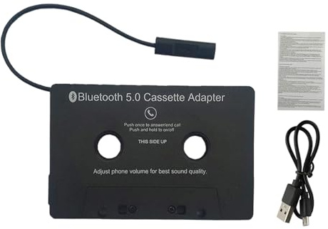 Genérico Cassette De Audio para Auto | Adaptador De Cinta Inalámbrico 5.0 | Reproductor De Escritorio con Alta Fidelidad para Escuchar Música del Teléfono Y Llamadas En Coche