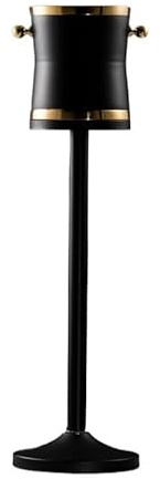 Seau à Glace Seau à glace en acier inoxydable avec support for vin, bière, karaoké, bar, barbecue, fête, mariage Seau à Vin(Noir)