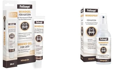 Felisept Wundpflege Set: Wundgel 20ml + Wundspray für Katzen 75ml - Wundpflege Katze, Wundsalbe für Katzen zur Reinigung und Pflege von Wundbereichen