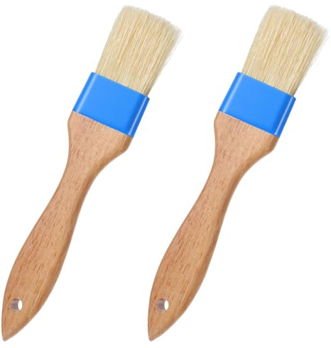 2 Pc Pastry Brushe,Natural Boar Bristle Basting Brush,Food Grade Oil Brush