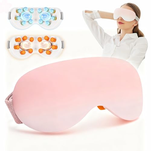 Augenmassagegerät mit Wärme und Kühlung für Migräne - 14 Massageknoten zur Entlastung der Augen, wiederaufladbare Bluetooth-Musik, verbessert den Schlaf, Entlastung der Augen, Geburtstagsgeschenke für