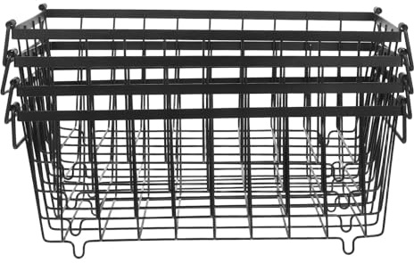 SEWACC 4 Paniers Métalliques pour Congélateur Coffre en Fer Noir avec Poignées Ergonomiques pour Organisation et Optimisation de L'espace la Cuisine et Réfrigérateur