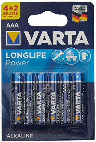 Varta 4903121436 Longlife Power (High Energy) Batteria Alcalina, Ministilo AAA LR03, Confezione da 4+2 Pile - Il design può variare, Confezione risparmio, Promozionale