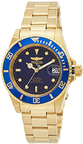 Invicta Pro Diver - Orologio da uomo in acciaio inossidabile con movimento automatico - 40 mm, Oro / Blu