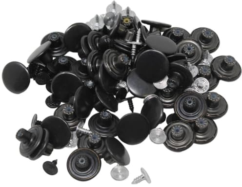 BIG-SAM Metallknöpfe/Jeansknöpfe - Ø 17mm - Schwarz - 5/10 / 25 oder 50 Stück - Nähfrei mit Anleitung! (50)