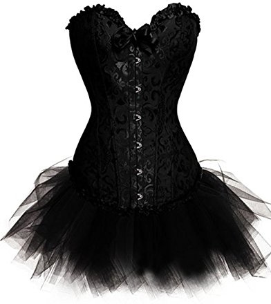 KUOSE Women's Plus Size Lingerie Burlesque Corset with Tutu Skirt Halloween Outfit Sets