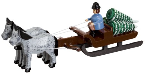 Rudolphs Schatzkiste Pferdeschlitten mit Baumholer Miniaturgespann Länge 9cm NEU Gespann Mini Miniatur Seiffen Erzgebirge Pferdefuhrwerk Setzkasten Pferdegespann Dekoration Ganzjahresdekoration