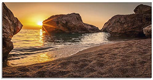 ARTland Wanddeko Glasbilder Wandbild Glas Bild einteilig 100x50 cm Querformat Strand Meer Südsee Thailand Sonne Urlaub Sommer Natur Landschaft Felsen S7LF