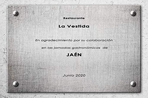 Placa Conmemorativa de aluminio personalizada 25,00 cm x 20,00 cm | Especial Conmemoraciones y Homenajes | Aluminio 3 mm resistente