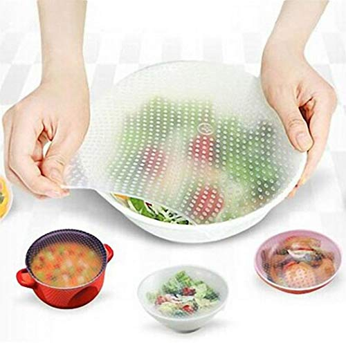 Aeromdale Film alimentaire réutilisable en silicone pour réfrigérateur - Couvercle extensible pour conserver la fraîcheur des ustensiles de cuisine (30 x 29 cm)