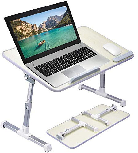 RANHOME laptop stativ datorskrivbord, bärbart knästående skrivbord, hopfällbar soffa frukostbricka, höjd och vinkel justerbar anteckningsbok bord för att äta, arbete, skriva, spel, ritning