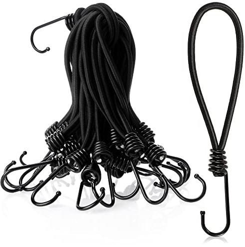 COM-FOUR® Tenditori Premium per Teloni Con Ganci in Gomma - per Striscioni, Poster, Tende, Padiglioni e Campeggio (25 Pezzi - Nero - 18cm)