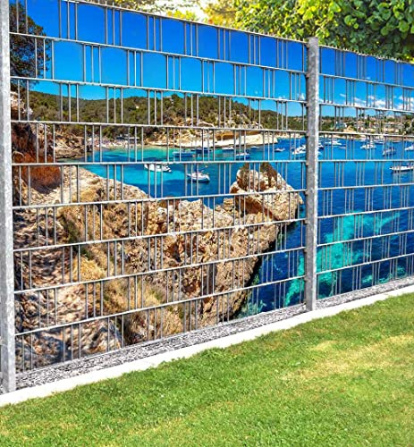 MyMaxxi Infinity Zaunsichtschutz | Strand 02 Teil1 Motiv 9 Streifen | Sichtschutzstreifen für Doppelstabmattenzaun | Windschutz Sonnenschutz Blickdicht | Sichtschutz Garten | Sichtschutz
