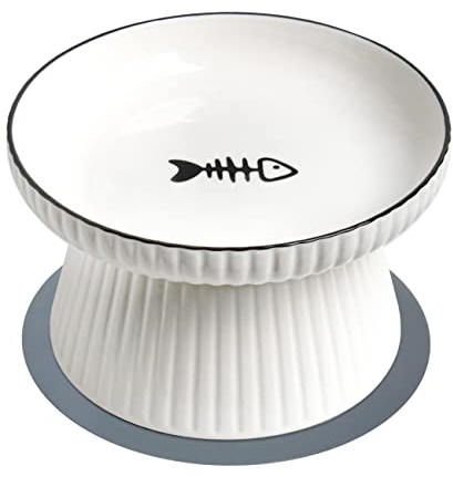 Futternapf Katze Keramik,Übergroßer Katzennapf Aus Keramik Erhöhter Zervixschutz-Katzennapf Katzenschnurrhaarallergien Vorbeugen Keramiknapf Mit Großem Fassungsvermögen