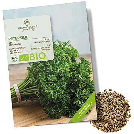 BIO Petersilie Samen kraus - Küchenkräuter Saatgut aus biologischem Anbau ideal für den heimischen Kräutergarten, Balkon & Garten (400 Korn)