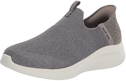 Skechers Women's Ultra Flex 3.0-Smooth Step Wide Grey Knit/Jersey/Trim 9 W