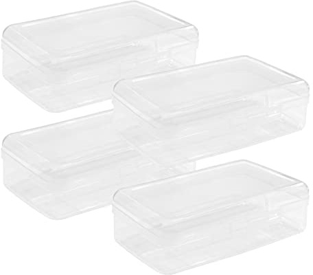 Ykimok Large Capacity Clear Pencil Box, Pencil Case, Plastic Pencil Boxes, Stackable Design, Supply Boxes for School Classroom, 4-Pack (Clear)…