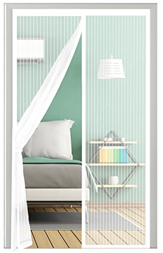 Moustiquaire magnétique, pour porte de balcon, salon, terrasse - Sans perçage - 100 x 200 cm - Blanc