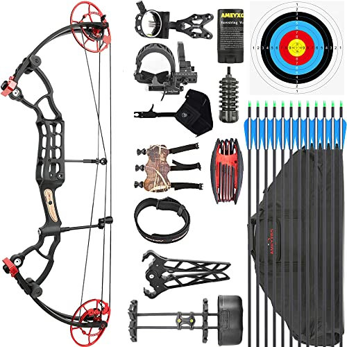 wolfman Compound Bogen Set 340 FPS Jagd Bogen Schießen Wettbewerb Bogen Dual-Nockensystem Bogen Pfeil Set für Bogenschießen Jagd Linkshänder Rechtshänder (LH 40-60lbs, Rot Bogenset)