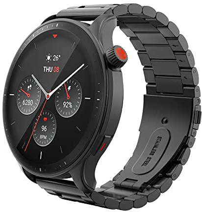 MoKo 22mm Metall Armband Kompatibel mit Amazfit GTR 4/3/3 Pro/2/2e/GTR 47mm | für Bip 5/Balance 2/1/Cheetah/Stratos 3/2, Edelstahl Armband, für Damen und Herren, Professioneller Look, für Beruf und Büro