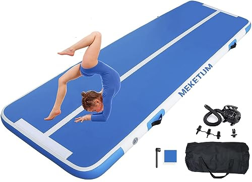 MEKETUM Air Turn Track Matte 2m 3m 4m 5m 10/20cm Dicke Turnen Matten Aufblasbar Gymnastikmatte Rutschfest Sportmatte für Zuhause/Training/Tumbling/Yoga/Outdoor/Fitness
