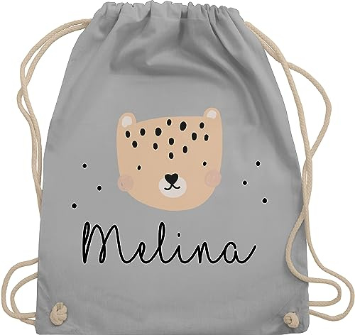 Turnbeutel Rucksack - Süßer Tiger Wildkatze - Unisize - Hellgrau - name tiger, wildkatzen turnsäckchen tiermotiv beutel personalisierte stoffbeutel tigermotiv sportbeutel personalisieren