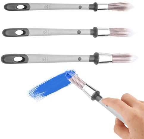 3pcs Paint Brushes for Walls, 0.45/0.6/0.7 inch Small Paint Brush Wall Trim DIY Painting Tools for Baseboards, Corners, Edges, Narrow Areas, Touch Up, Paint Brush for Decorating(Grey)