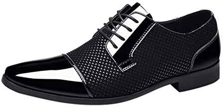 Scarpe Derby Uomo Verniciata Cuoio Derby Elegante Scarpette Uomo Sera in Pelle Vintage Scarpe Vernice Classiche Formale Lavoro Brogue Scarpe Sposo Cerimonia Comode Casual Uomo Scarpe