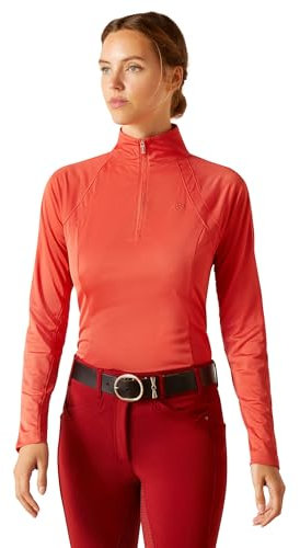 Ariat Damen Sunstopper 2.0 1/4 Zip Baselayer, Gebackener Apfel, X-Klein