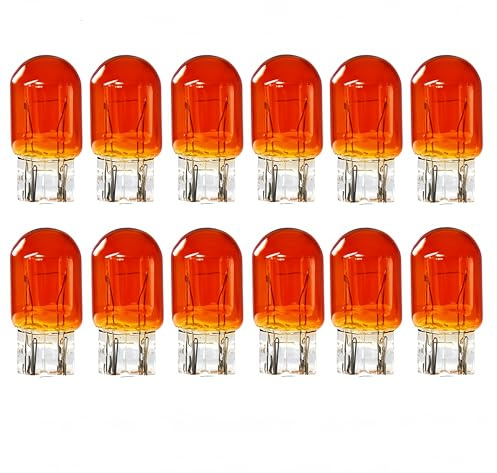 Kadiby 7443NA 7443A Bulb,7444NA T20 Auto Brake Light Bulbs/Tail/Turn Signal 7443 Amber Yellow Orange WY21/5W Long Life Lights fit for Silverado Dodge Dart Sierra Wrangler (12 pack bulk)