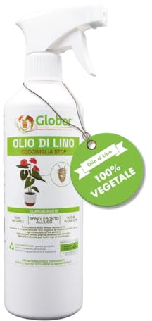 GLOBER Olio di Lino Spray 500ml - Pronto all'uso - Insetticida naturale - Rimedio Naturale Contro Cocciniglia e Insetti