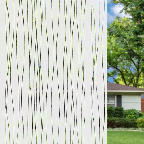 Finnez Window Privacy Film Decorative Frosted Window Cling Privacy Film for Glass, Non-Adhesive Heat Anti-UV for Home Office Living Room, Irregular Stripe Patterns, 35.4 x 118.1 Inches