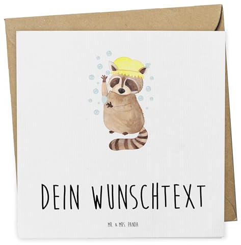 Mr. & Mrs. Panda karte personalisiert Waschbär - Personalisierte Geschenke, Postkarte, Waschen, Karten, Grußkarten, Fröhlich, Plan, Tagträumen, Seifenblasen, Lustige Sprüche