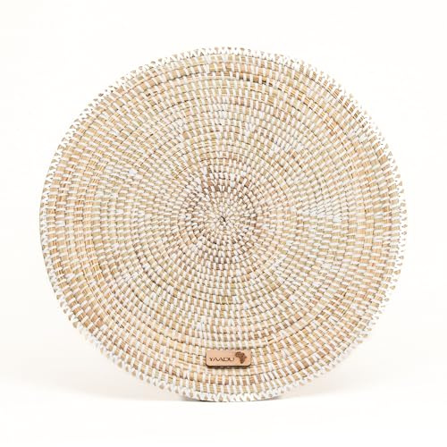 Wanddekoration 36cm geflochten handgefertigter Wandschmuck aus Savannengras | Savannengras & recycelter Kunststoff, Afrikanische Wanddeko,
