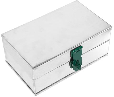 jojofuny Hardware Tool Box Metal Hard Shell Tool Case Storage Holder Lock Lockable Storage Box for Home Workshop